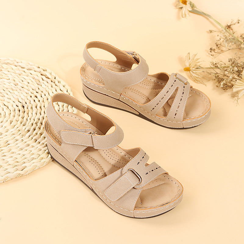 New Summer Women's Retro Round-Toe Comfortable Wedge Sandals