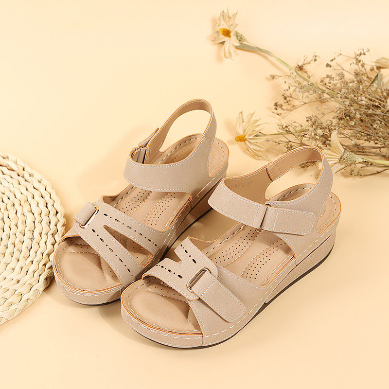 New Summer Women's Retro Round-Toe Comfortable Wedge Sandals