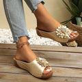 Women's Summer Open-Toe Floral Flat Slide Sandals