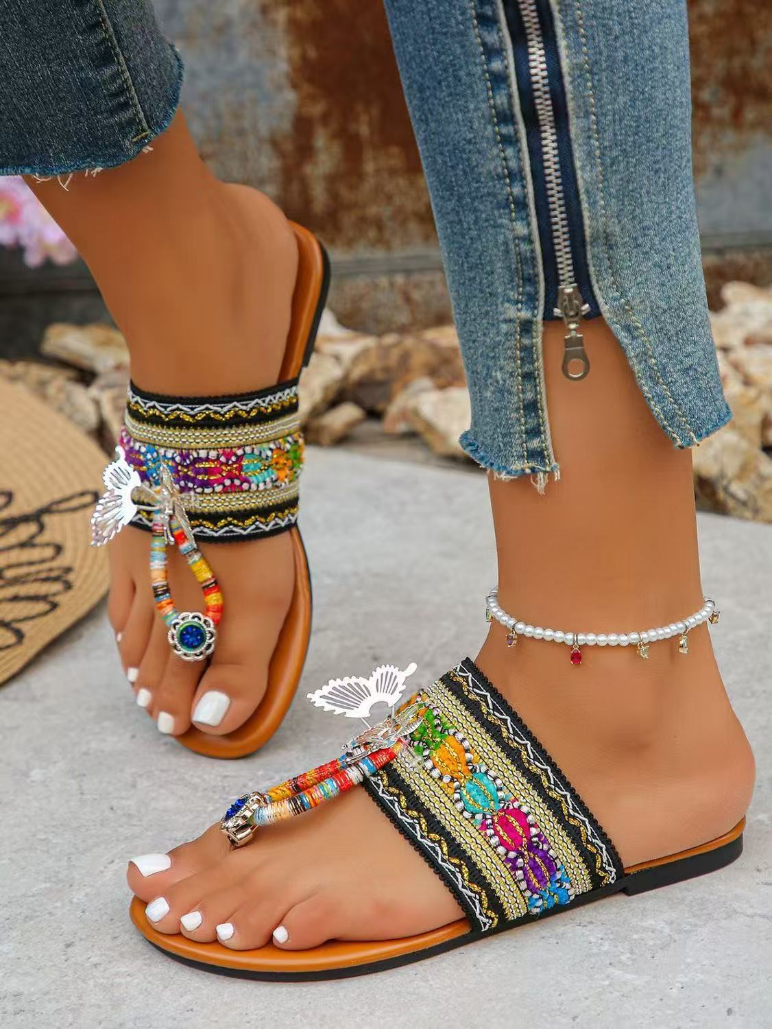 2026 ethnic style women’s flat sandals