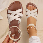 Summer women's open toe cross strap flat sandals