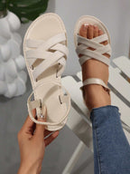 Summer women's open toe cross strap flat sandals