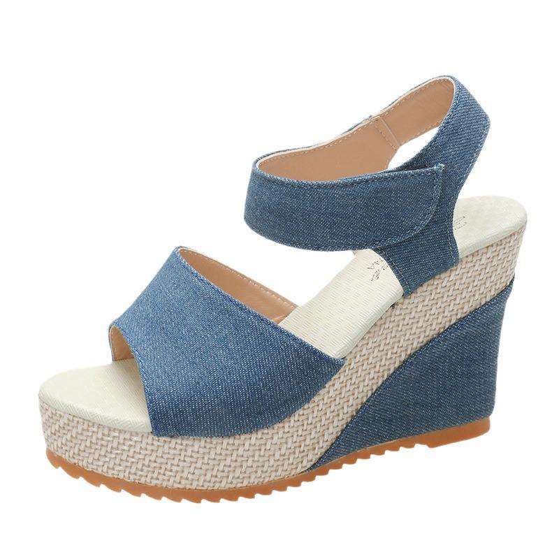 2026 fish mouth design single strap large size new thick slippery high heel sandals